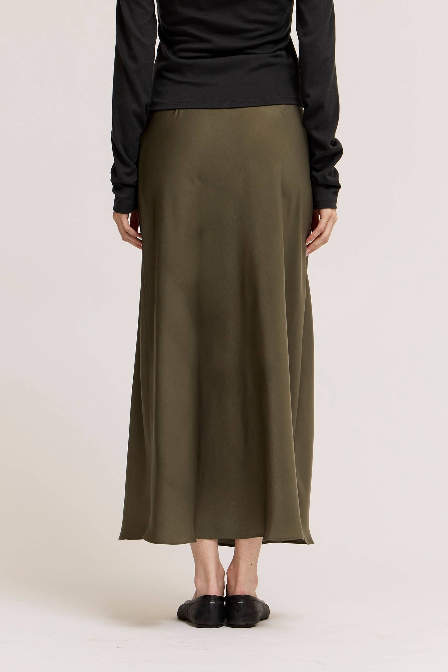 FLARED SATIN MAXI SKIRT