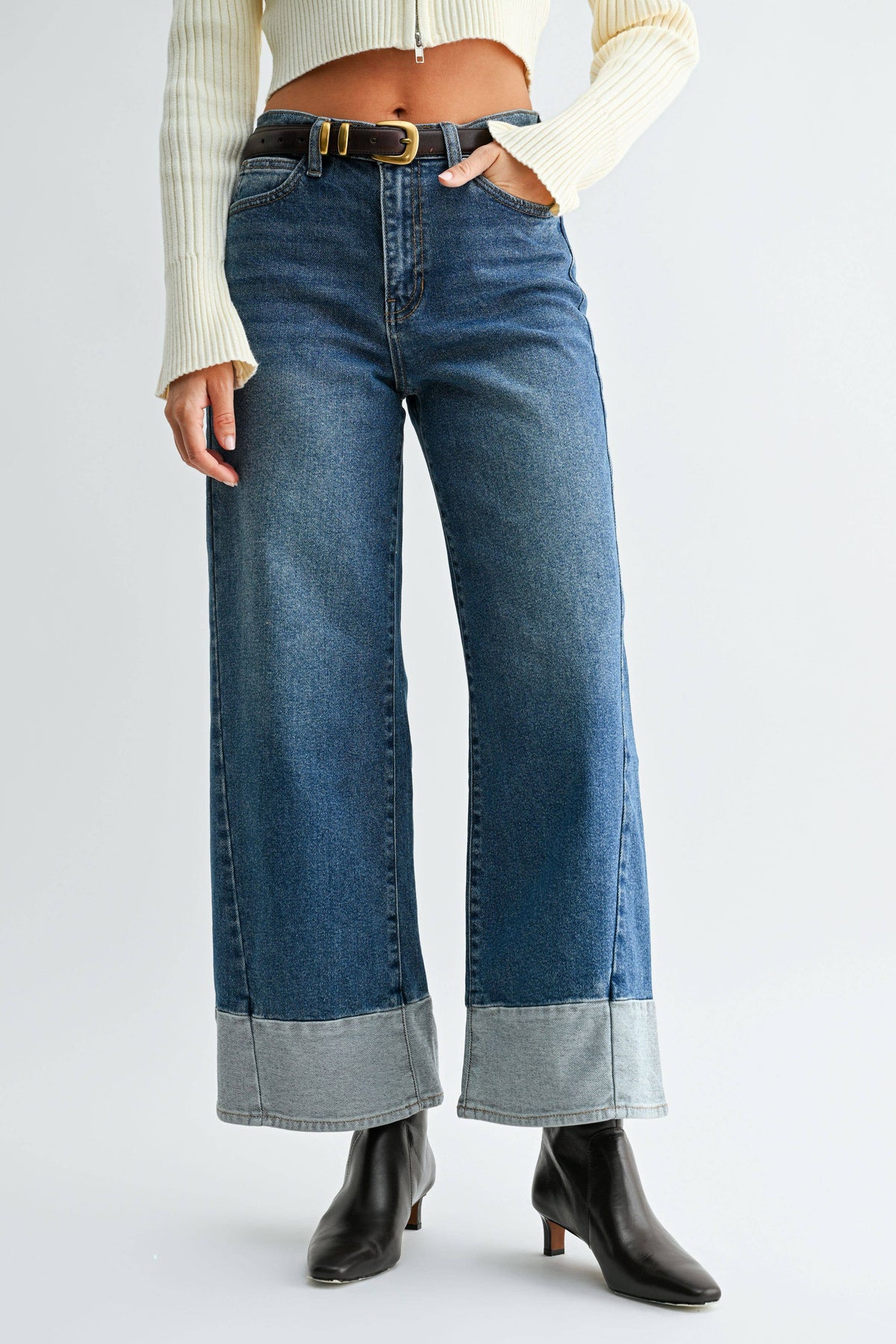 TWO TONED HEM JEAN