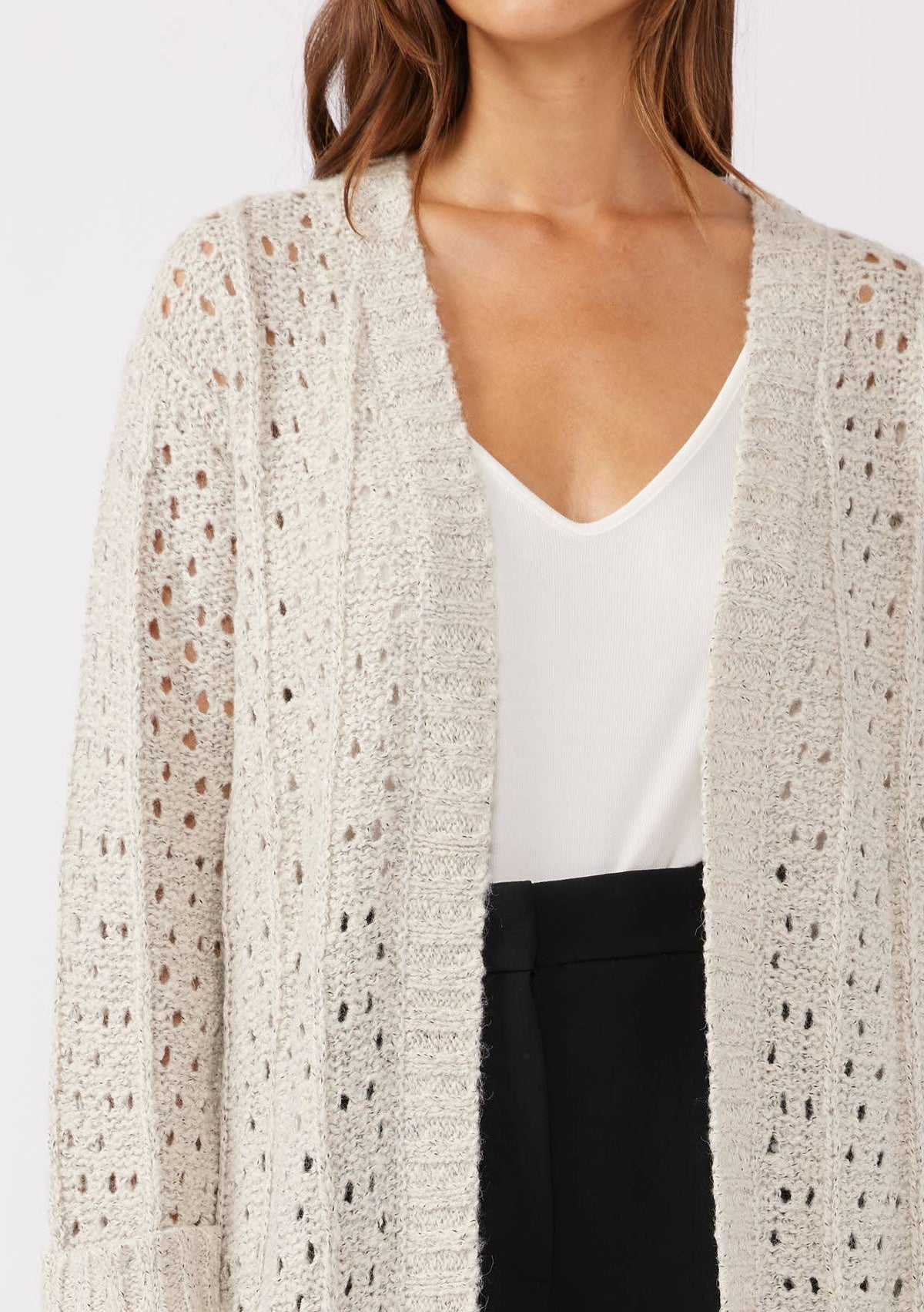 LONG OPEN KNIT CARDIGAN