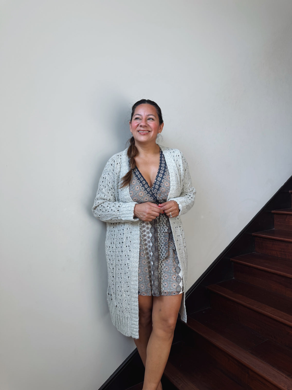 LONG OPEN KNIT CARDIGAN