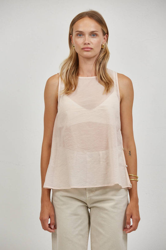 Sheer Round Neck Sleeveless Top
