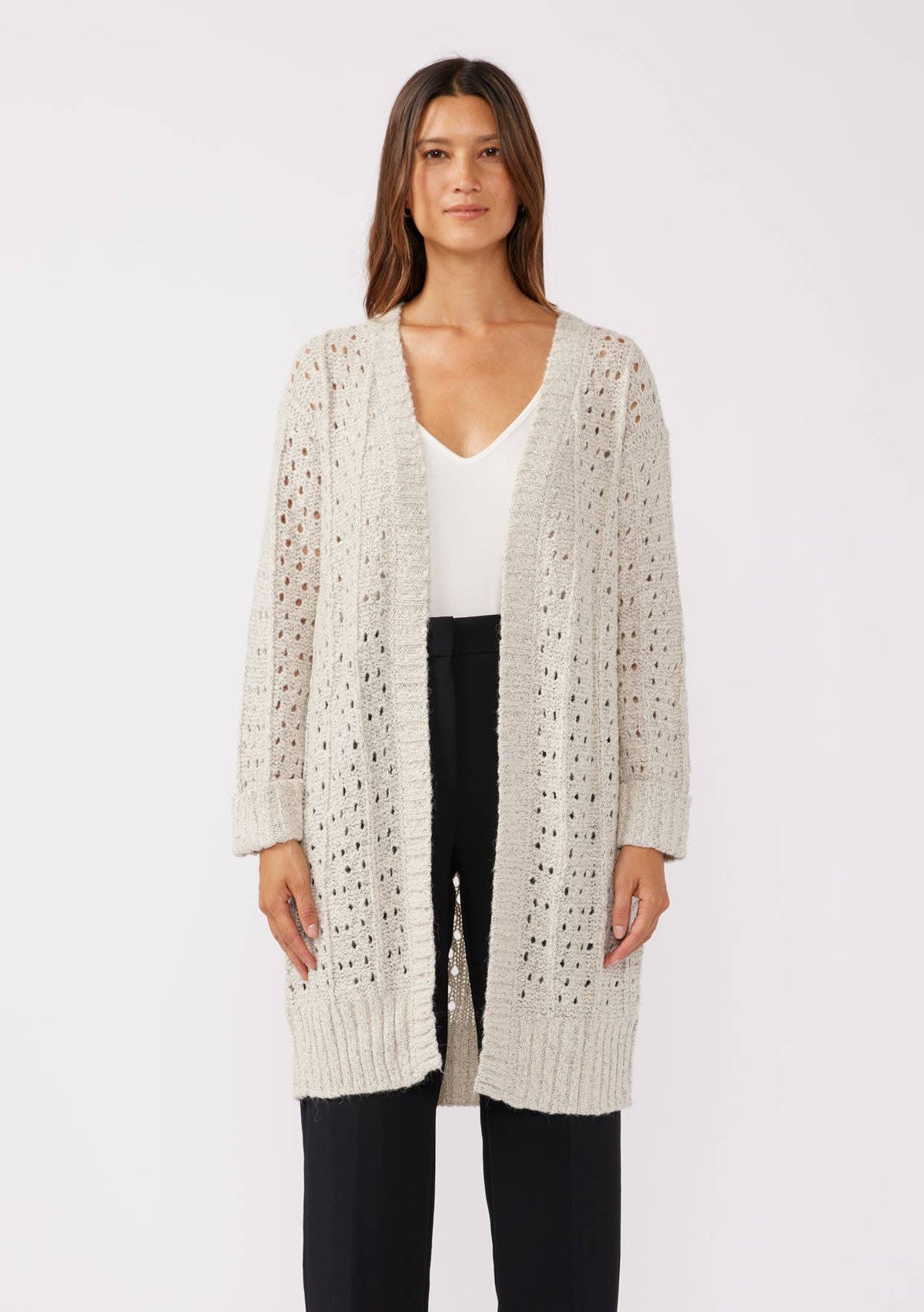 LONG OPEN KNIT CARDIGAN