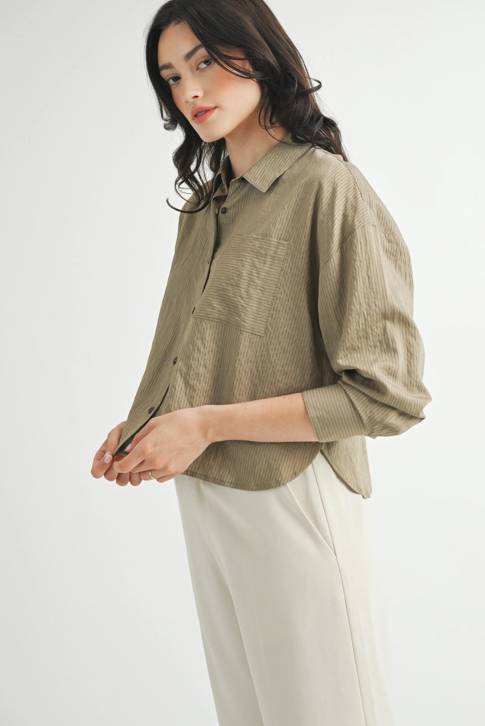 Strip Crop Shirt