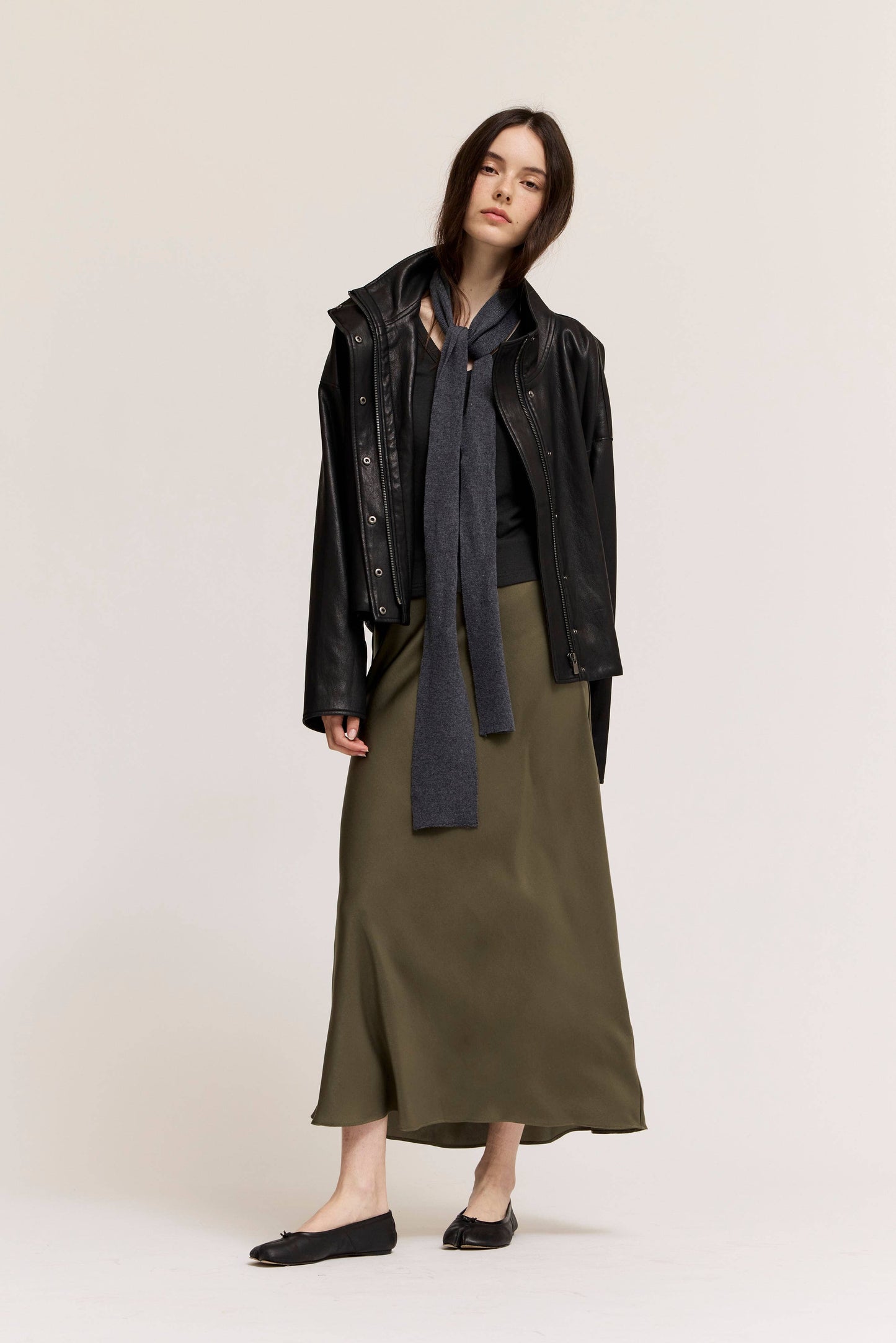 FLARED SATIN MAXI SKIRT