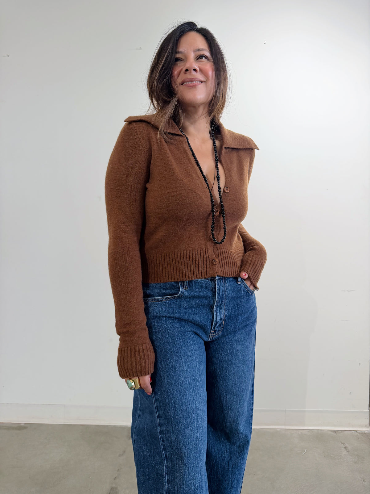 Cropped Button Front Cardigan
