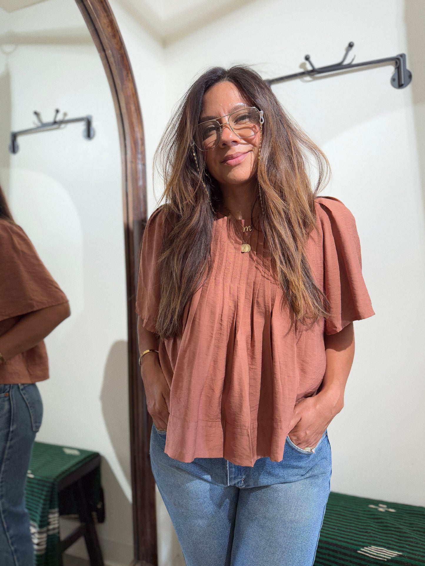 Pleated Flowy Top