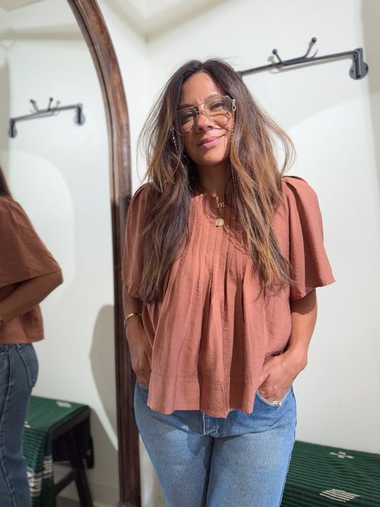 Pleated Flowy Top